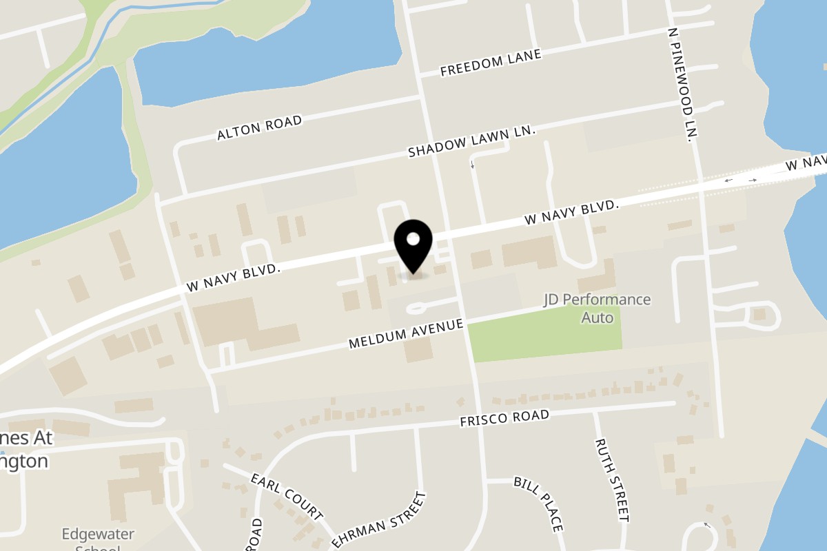 Map showing the location of La Barra Del Taco on 3811 W Navy Blvd in Pensacola